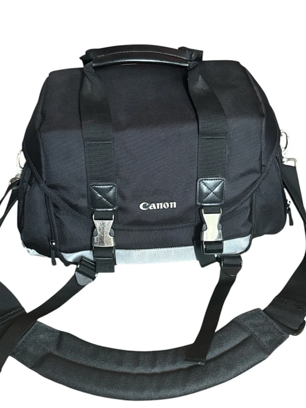 Canon Black and Silver Messenger Camera Bag